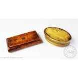 A late 18th century burr wood snuff box,