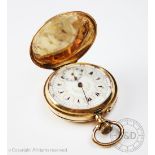 A 14K Turkish full hunter pocket watch, early 20th century, the highly engraved case with palms,