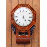 A 19th century inlaid rosewood drop dial fusee wall clock,