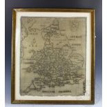 A George III needlework map sampler by M Pawley and indistinctly dated 1800?,