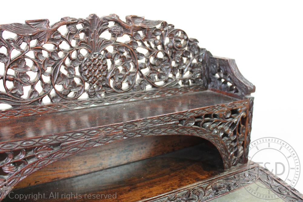 A late 19th century Anglo Indian / Burmese carved hardwood Davenport, - Image 7 of 9