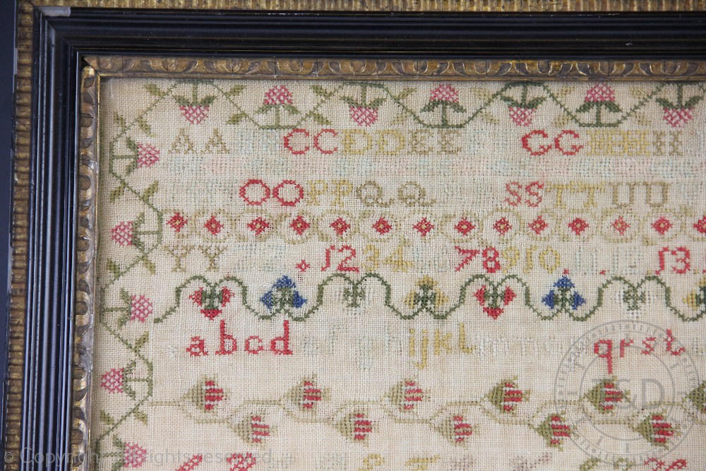A Victorian needlework sampler by Ann Kinsey aged 9 and dated 1849, worked with alphabets, - Image 2 of 5