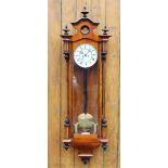 A walnut Vienna regulator wall clock,