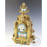 A 19th century French gilt metal eight day mantel clock,