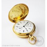 A Continental 18K full hunter pocket watch and stopwatch,