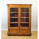 A Victorian golden oak display cabinet,