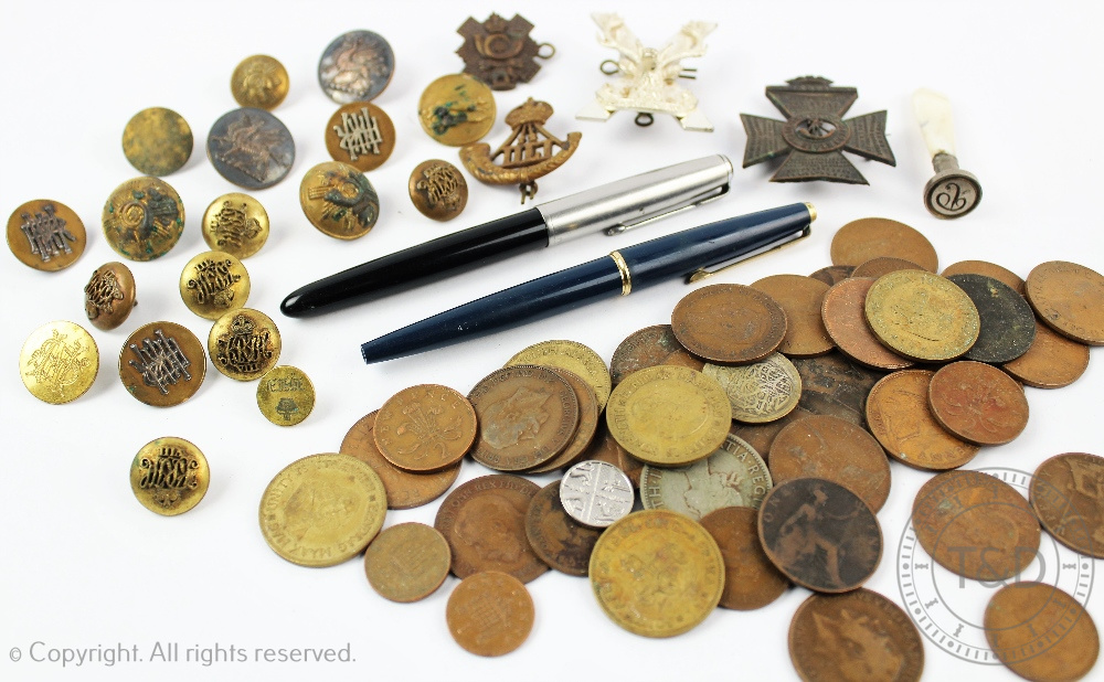 A collection of 19th century and later military and hunting buttons, various regiments and initials,