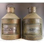 A pair of Meteorite copper and brass vintage ships lights, Port and Starboard,