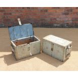 Two vintage metal bound munitions boxes,