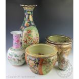 A collection of assorted 20th century Chinese and Japanese ceramics to include a Japanese fish bowl,