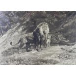 Herbert Dicksee (1862-1942), Etching, after Rosa Bonheur, 'The King Watches',