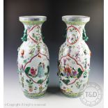 A large pair of Chinese 'one hundred antiques' pattern porcelain vases, Tongzhi seal mark,