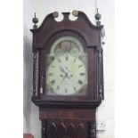 A 19th century inlaid mahogany eight day longcase clock, with painted Roman numeral dial,