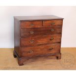 An early 19th century mahogany chest, of two short and three long drawers, on bracket feet,