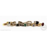 A selection of assorted rings, to include; an 18ct gold sapphire and diamond ring, 5.