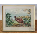 G L Grady - 20th century, Watercolour, Pheasants outside a North Wales country house,