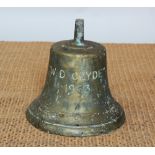 A cast brass ships bell named 'W D Clyde 1963',