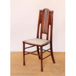 An inlaid beech Art Nouveau chair, 96cm H,