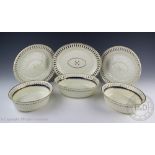 Three Wedgwood creamware chestnut baskets and stands,