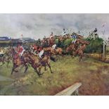 After Michael Lyne, Large colour print, Grand National 1969, 'First time round Beechers Brook',