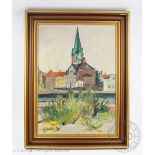Deublein - Mid 20th century Danish School, Oil on canvas, 'Maria Church Helsingor, Signed,