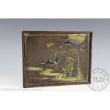 A Japanese bronze plaque, Meiji period,