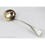 A large early 19th century silver fiddle pattern ladle, 'JD', probably Edinburgh 1829,