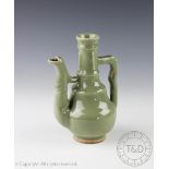 A Chinese Southern song style Longquan type celadon glaze ewer,