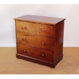 A Victorian mahogany chest, of three long drawers, on plinth base,