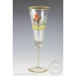 A large hunting interest glass goblet,