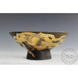 A Japanese porcelain kutani ware pedestal bowl/saku cup,