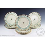 A set of ten first period Belleek plates, each decorated with overlaid initials to the centre 'BGJ',