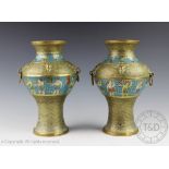A pair of Egyptian Revival cloisonne vases, early 20th century,
