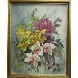 Thomas G Hill, Oil on canvas, Still life of flowers, Signed and dated 1975, 50cm x 39.