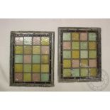 Six late Victorian and later stained lead glass window panes, including a pair,