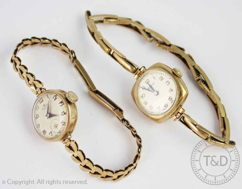 Two ladies 9ct yellow gold wristwatches,