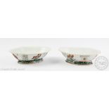 A pair of Chinese porcelain Wu Shuang Pu dishes, late 19th century,