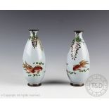 A pair of Japanese cloisonne vases, Meiji period,
