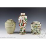A Chinese porcelain famille vert vase, circa 1880,