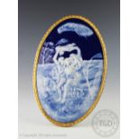 A Limoges porcelain pate-sur-pate oval plaque, 20th century,