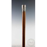 A Chinese silver mounted walking cane,