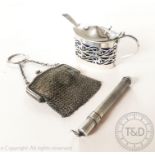 A George V silver propelling pencil, James Fenton & Co, Birmingham 1919, with engine turned detail,