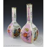 A pair of Helena Wolfsohn style German porcelain vases, of squared globe and shaft form, 31.