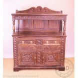 A Victorian late 17th century style carved oak court cupboard,