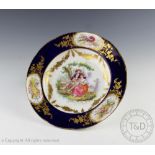 A late 18th century Sevres porcelain cabinet plate,