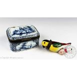 An 18th century continental blue and white enamel box and cover,