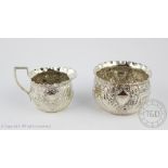 A Victorian silver cream jug and sugar bowl, Josiah Williams & Co, London 1891,