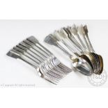 A part set of nine provincial silver fiddle pattern dessert spoons, George Turner, Exeter 1833,