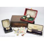 A silver open face pocket watch, London 1933, along with a silver napkin ring, cased,