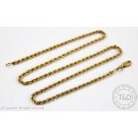 An 18ct yellow gold rope twist chain. with attached lobster clasp, gross weight 15.2gms, 46.